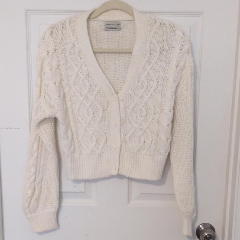Urban Outfitters Cream Cable Knit Cardigan